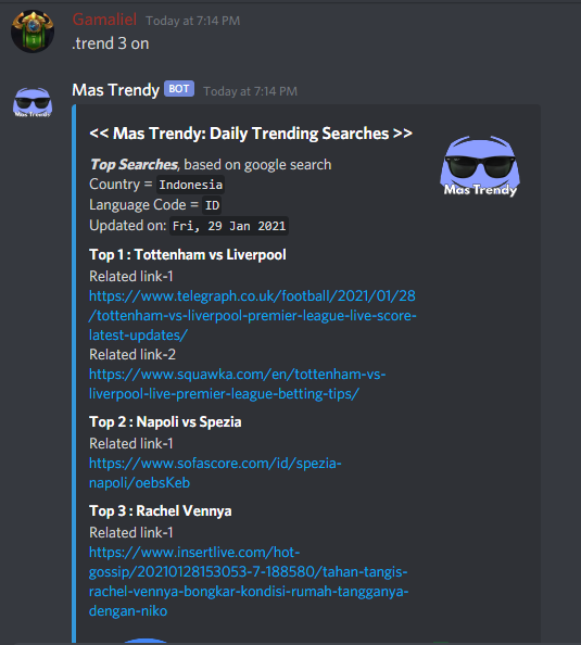 MasTrendy - Daily Update Discord Bot screenshot